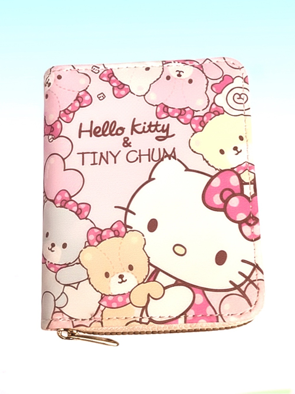 Hello Kitty Tiny Chum Pink Zip Wallet with Character Print NWOT